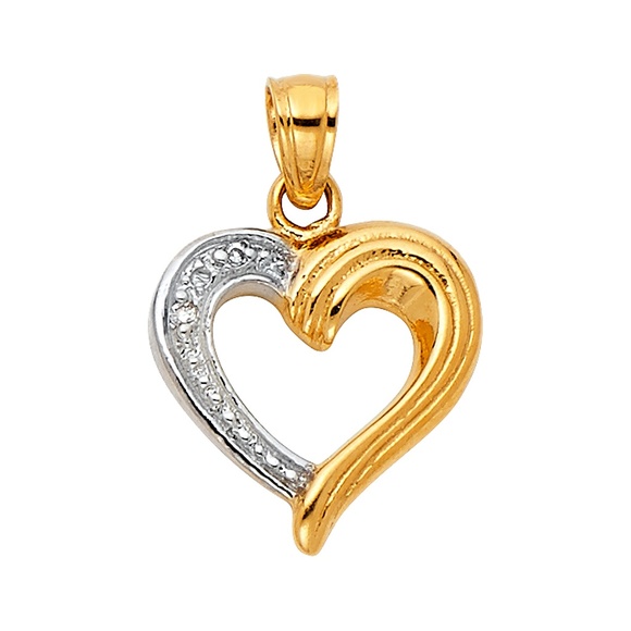 14K Two Tone Heart Pendant